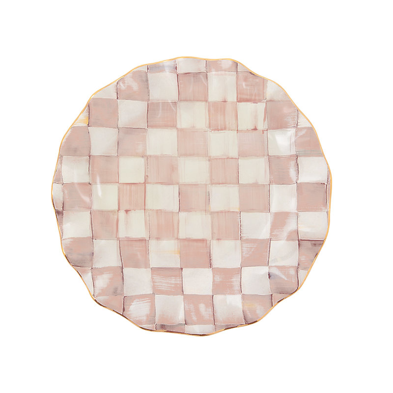 Rosy Check Ceramic Fluted Dinner Plate