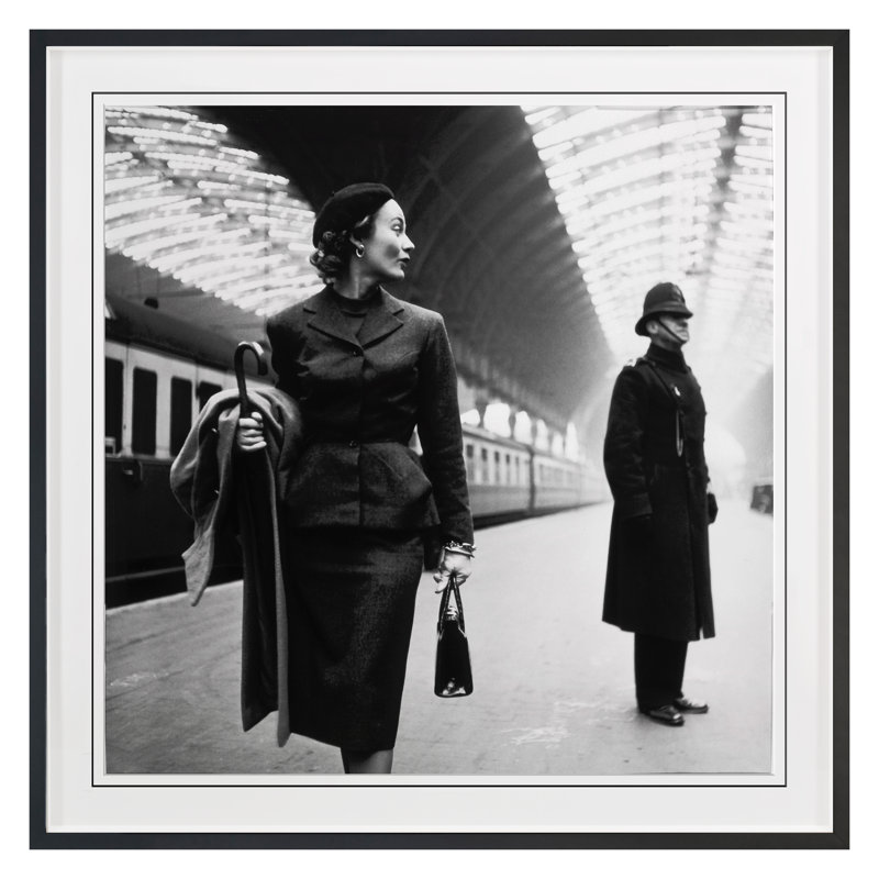 Woman In Train Station Print by Grand Archives, Black, 22" H x 22" W
