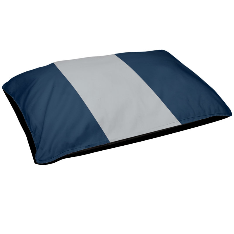 New York Bronx Polyester Pet Bed, Small (28" W x 18" D x 6" H), Blue/Sliver