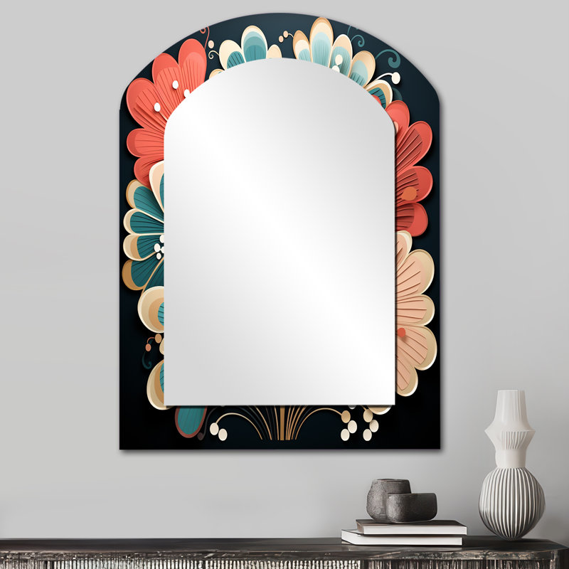 Miroir mural Art Deco Marine Coral Marvel II - Coastal Arch, 34 po x 25 po