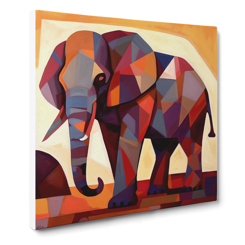 Elephant Cubism - Wrapped Canvas, 35cm H x 35cm W x 3cm D