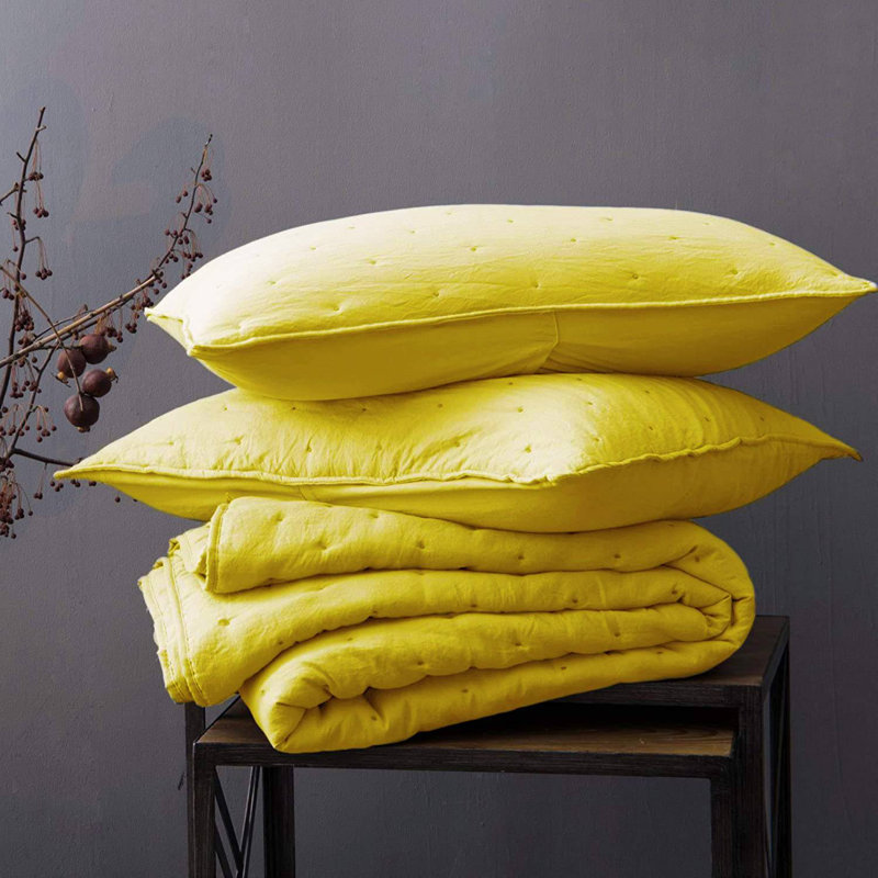 Modern & Contemporary Polyester Quilt, Queen Quilt + 2 Standard Shams, Yellow