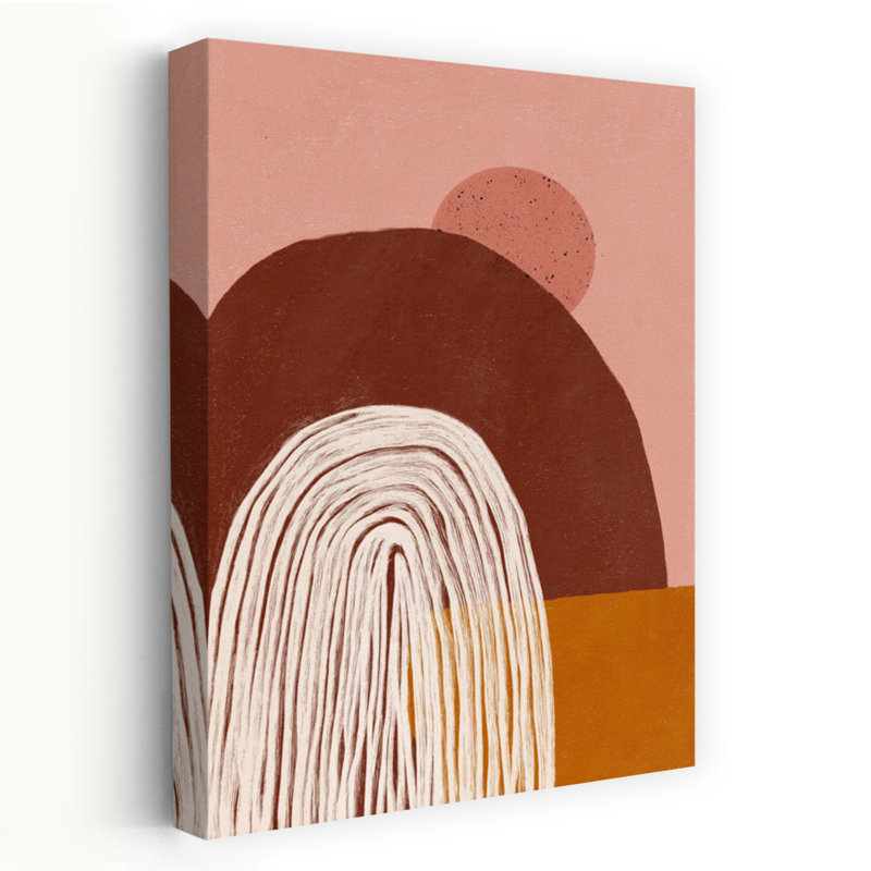 Coucher de soleil abstrait, paysage biologique moderne, art mural montagne, 60" H x 40" W