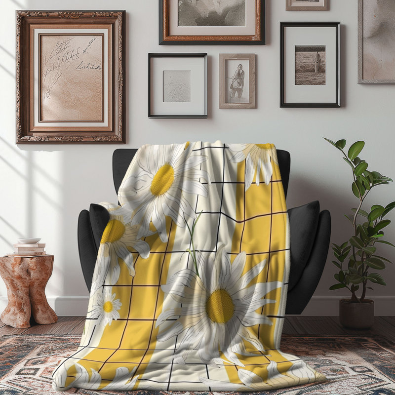Fleur rayée - couverture en sherpa de qualité supérieure 1 pièce, L 50 po x L 60 po