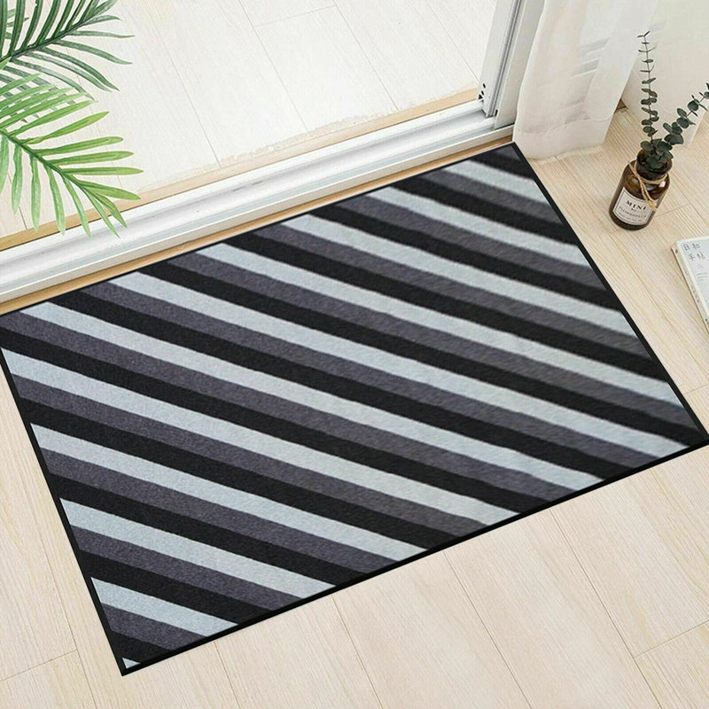 Jadzia Geometric Indoor / Outdoor Area Rug, Rectangle 40 x 60 cm, Grey/Black