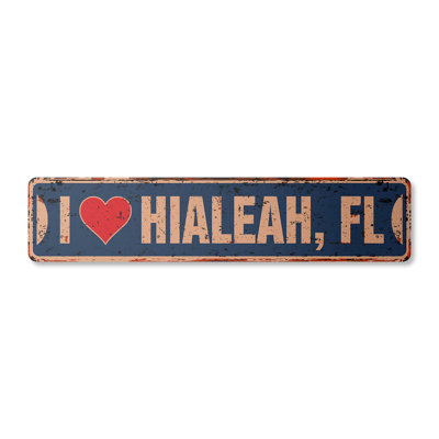 Hialeah Fl Street Sign Heavy Duty Plastic 4" X 18"