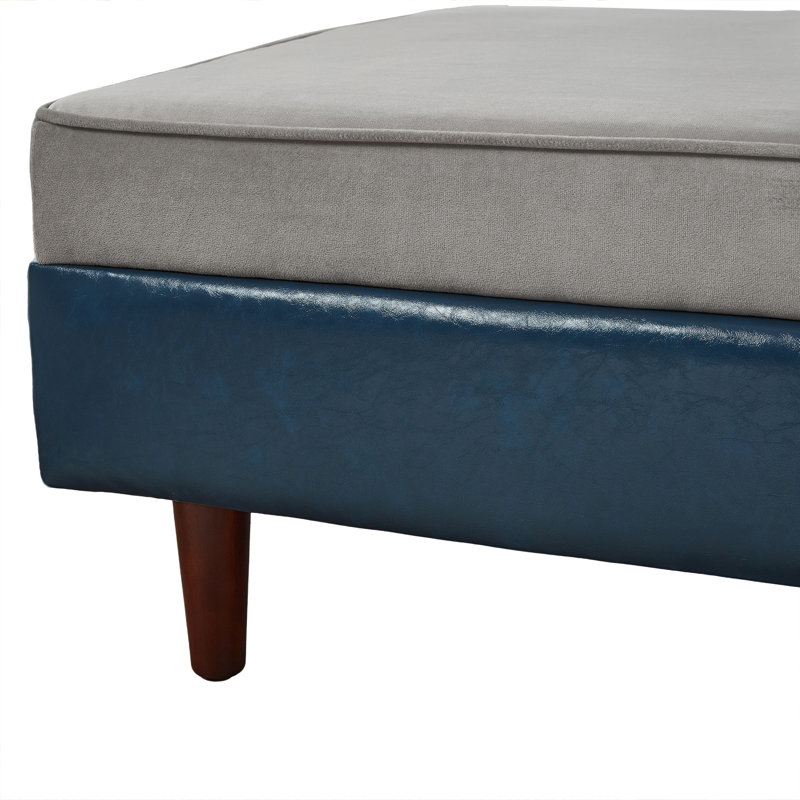 Canapé 65 po, Blue PU and Light Gray Velvet