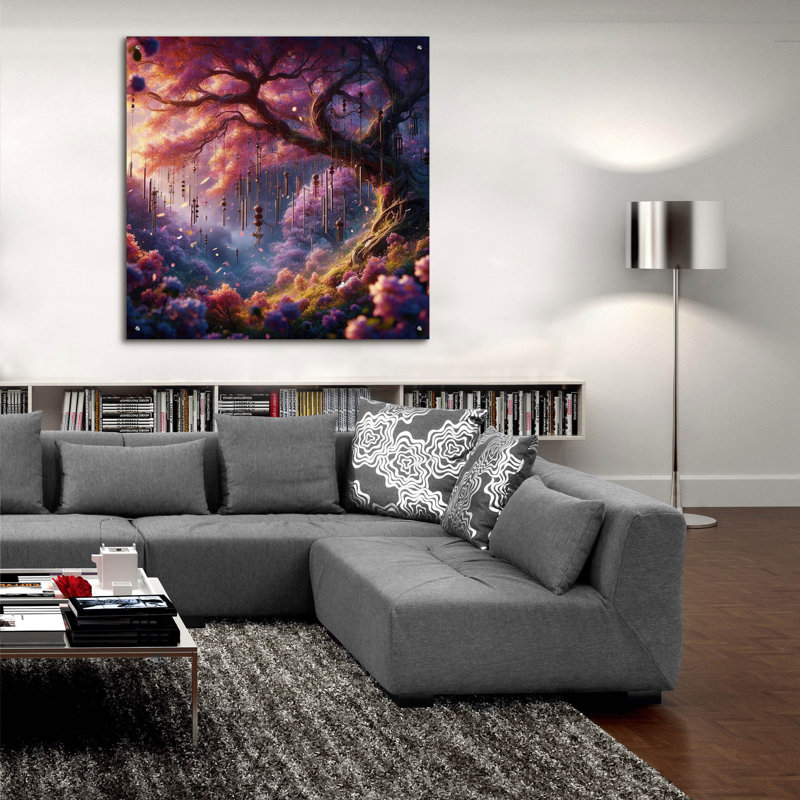 Art mural en verre épique «Dreams And Windchimes» par Rey Klimt, 36 po x 36 po, H 36 po x l 36 po