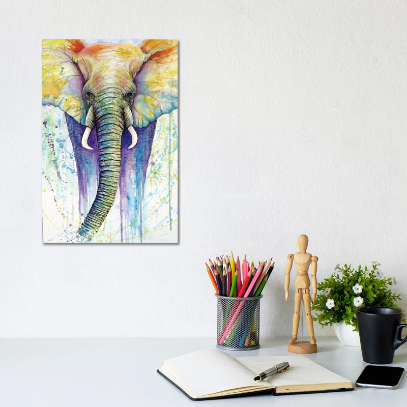 Elephant Colors by Michelle Faber - No Frame Gallery-Wrapped Canvas Giclée on Canvas, 30.48cm H x 20.32cm W
