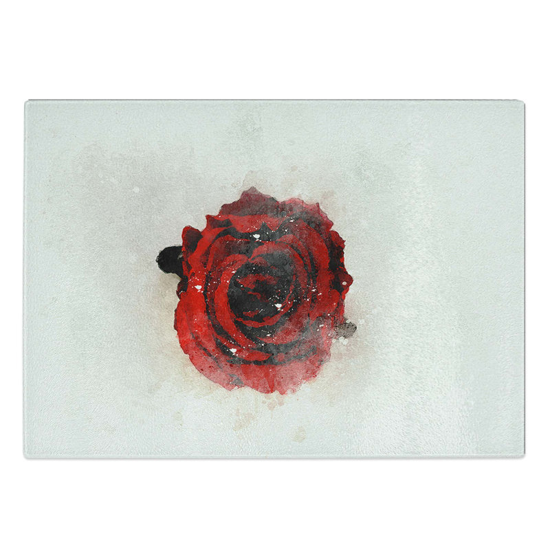Tempered Glass Rose in Bloom Chopping Board, 28.5 cm W x 20 cm L