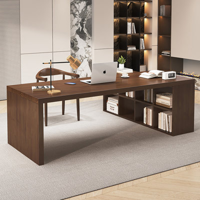 Bureaux en bois massif en L noyer
