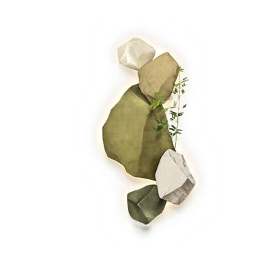 Vert, blanc forme libre grès art mural