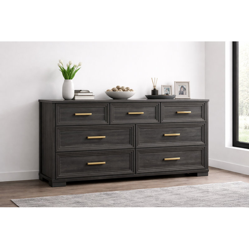 1018185BF2C240F0B8F5CC020FFD4860, Gris anthracite, Grand, 4 pièces : Lit, commode, 2 tables de chevet