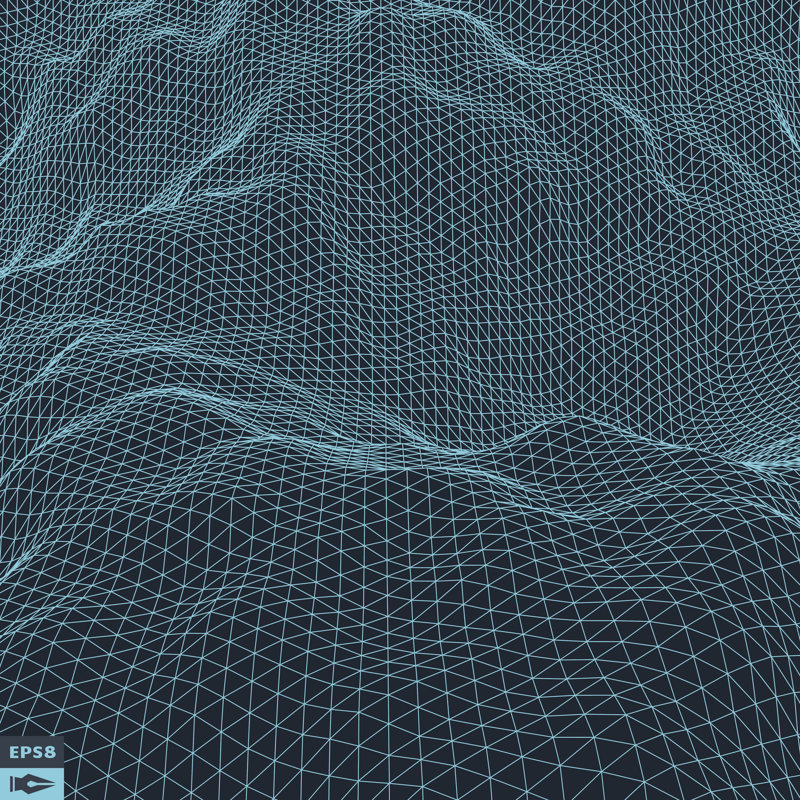 Wavy Grid Background - Wrapped Canvas Print, 30cm H x 30cm W x 3.8cm D
