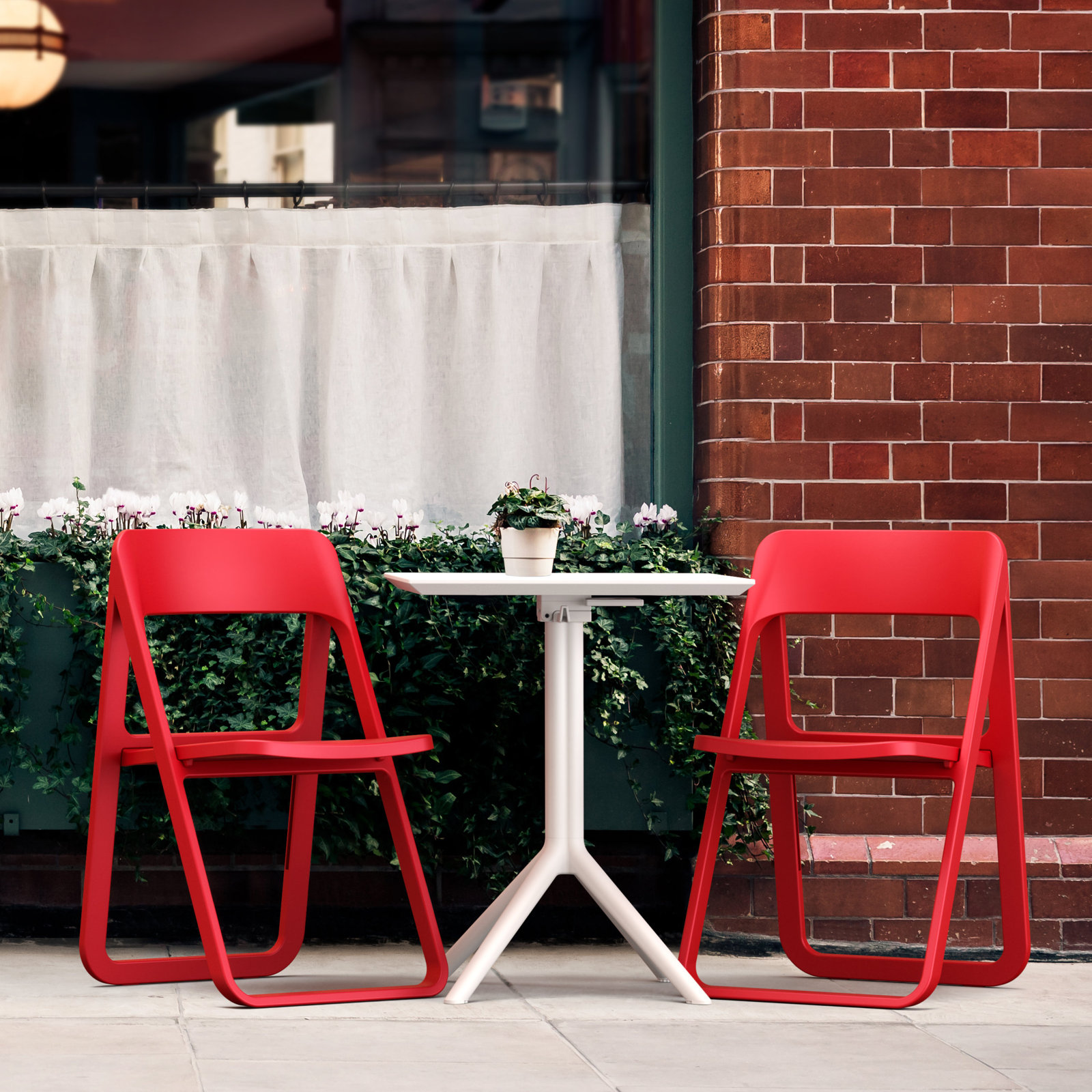 Farrah 24" Patio Bistro Set, White-Red