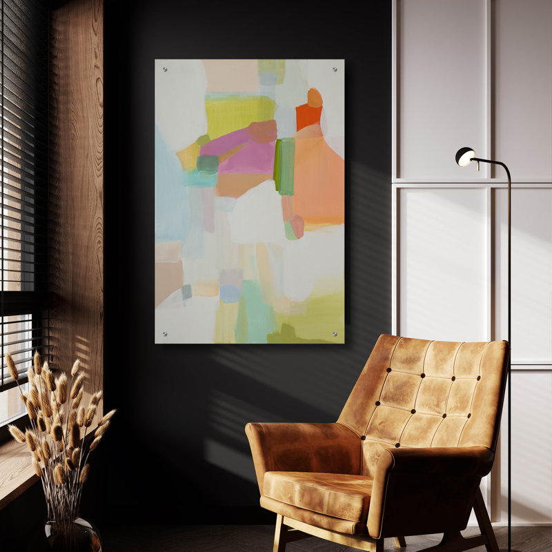  «Pastel Abstract 2» par Jenny Westenhofer, art mural en verre acrylique, 16 po x 24 po, H 36 po x l 24 po x P 0,2 po