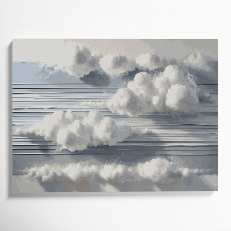 Art mural horizontal sur toile à rayures horizontales gris, H 20 po x l 24 po