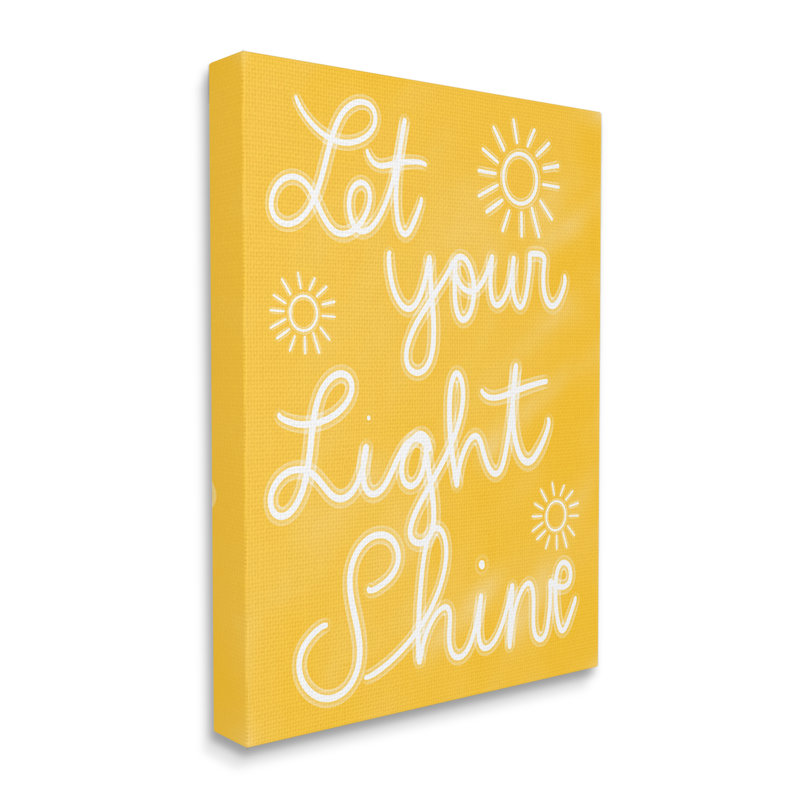 Let Your Light Shine, phrase jaune sur toile, impression, H 30 po x l 24 po x P 1,5 po