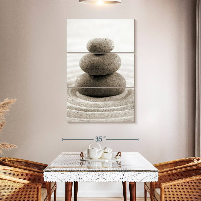 'Stone Stack On Zen Garden, 50" H x 32" W