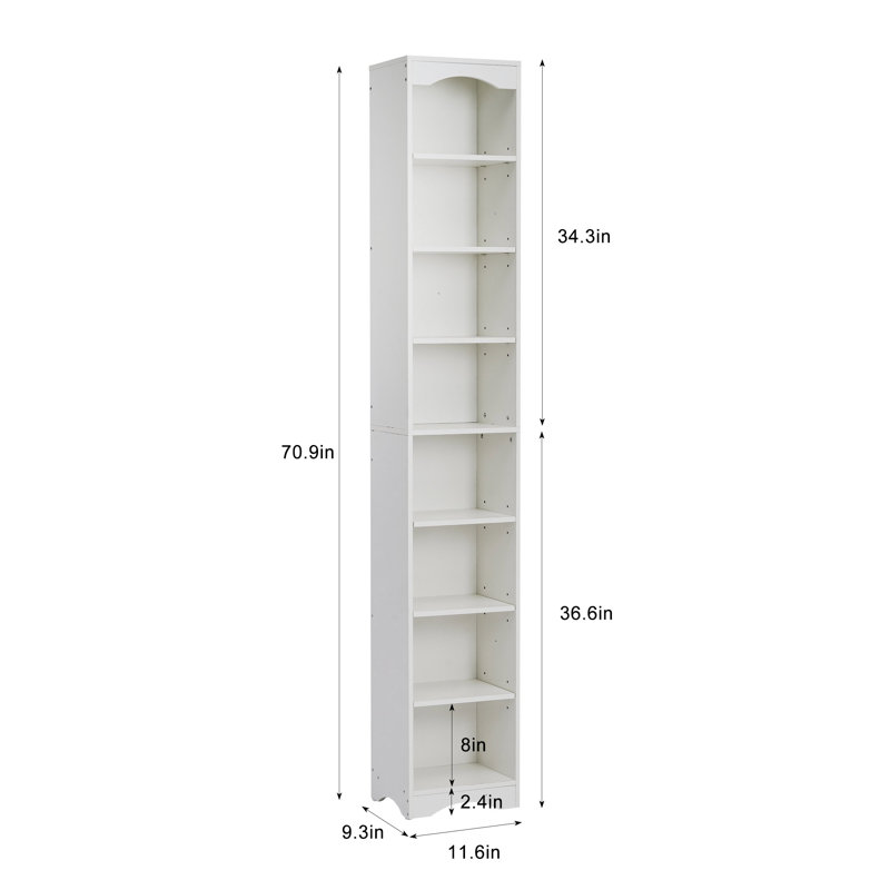 70.9 Inch Tall Narrow Bookcase 8 Tier Cube Display Shelf Storage Organizer