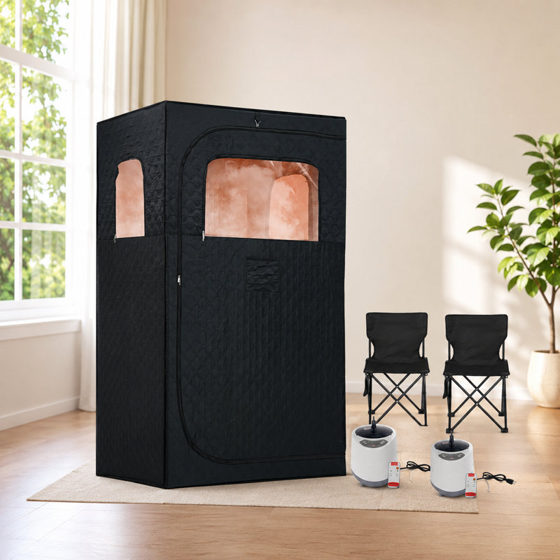 VIWAT 2-Person Portable Indoor Steam Sauna Box (6.2ft), Dual-Layer Thermal Insulation with 9-Level Temp Control & Chair