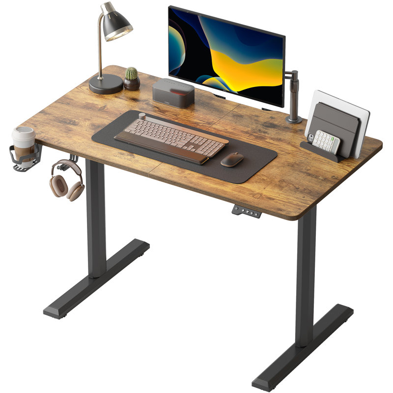 Bureau debout à hauteur ajustable Itsuo, L 44 po x P 23,60 po, Brun / noir