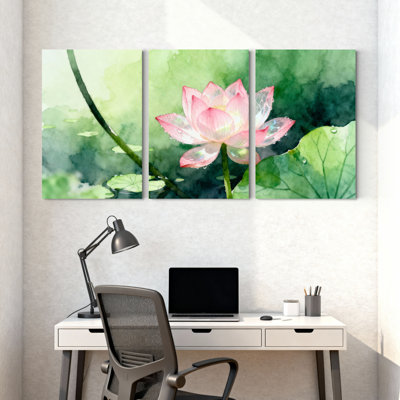 Fleur de lotus, reproduction d'art sur toile tendue sur toile, ensemble de 3 décorations pour salon