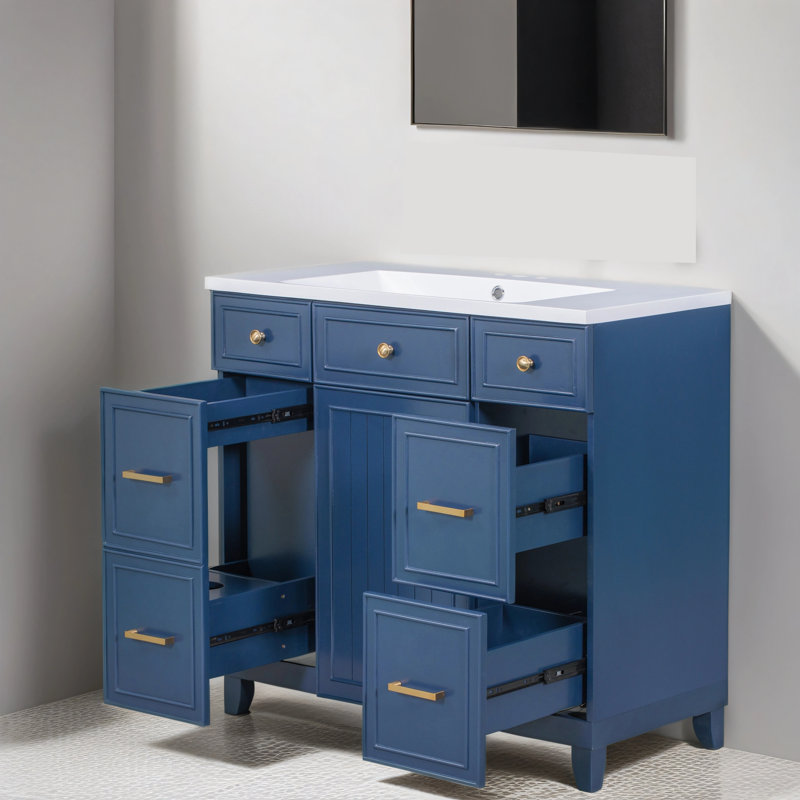 Meuble-lavabo simple avec plateau Hypatos 36,03, Bleu marine