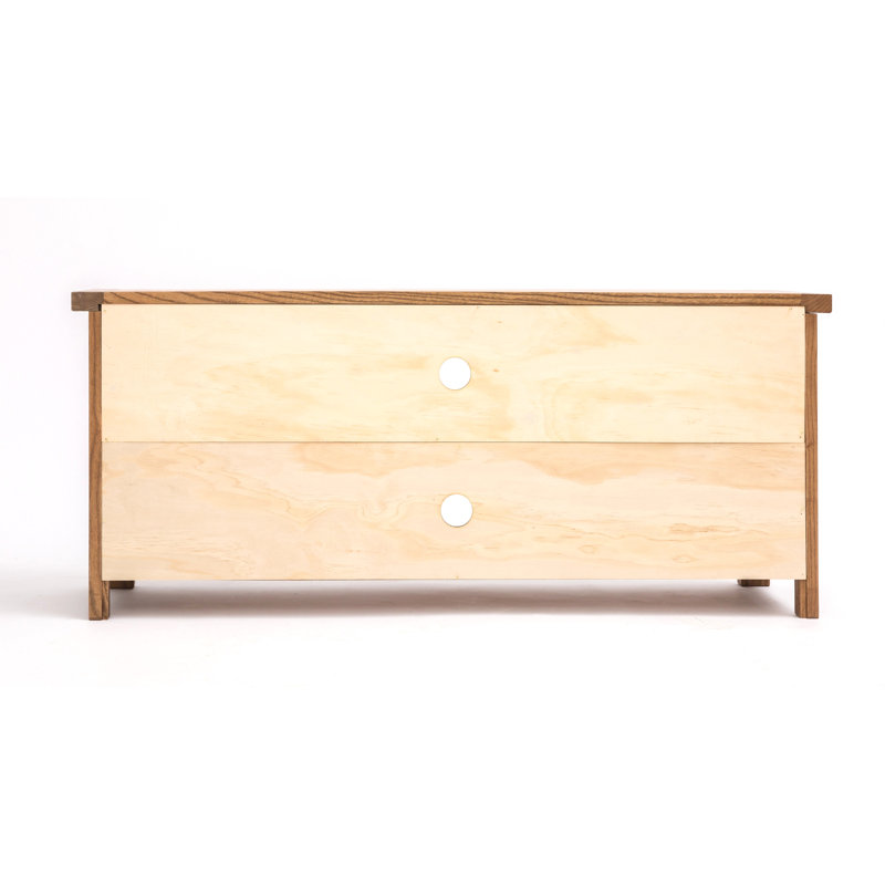 Rimmer TV Stand for TVs up to 55", Light Wood/Brass