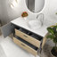 Meuble-lavabo autoportant 48 po avec plateau en chêne naturel 48 po