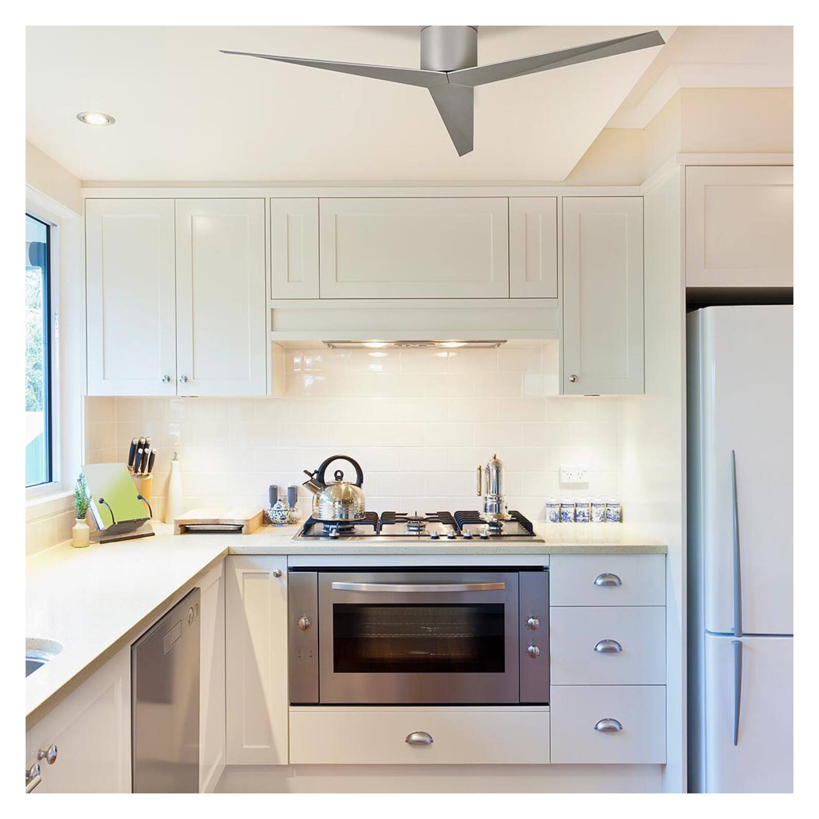 56'' 3 Blade Ceiling Fan, Brushed Nickel, Brushed Nickel