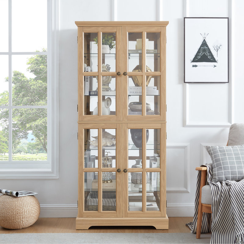 Armoire antique en verre avec tablettes réglables pour la maison ou le bureau