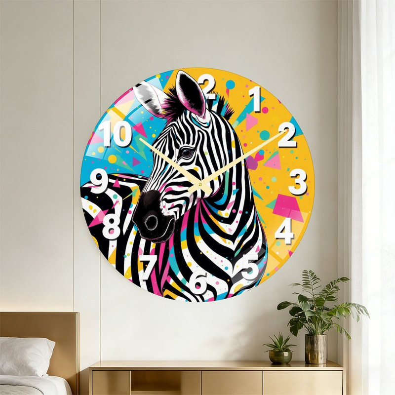Horloge murale élégante en forme de zèbre - horloge murale 24 po