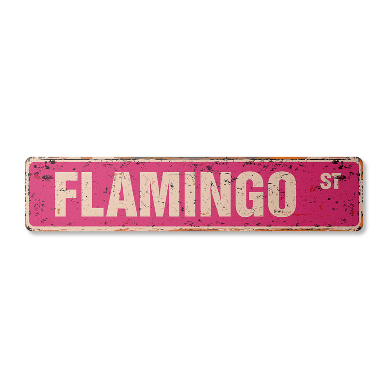 Plaque de rue Flamingo en plastique robuste 4 po x 18 po