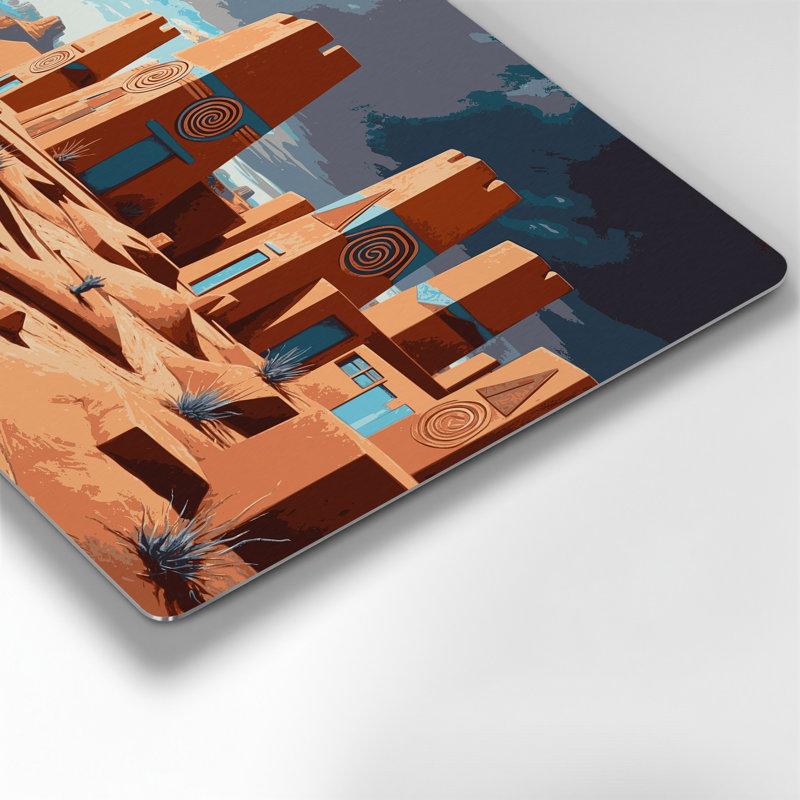 Art mural noir en métal inspiré du sud-ouest par Pueblo 126, H 11 po x l 14 po