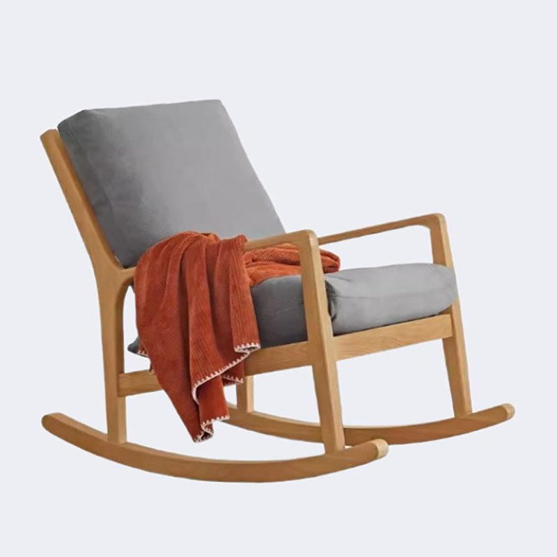 Chaise berçante en chêne massif, Gris