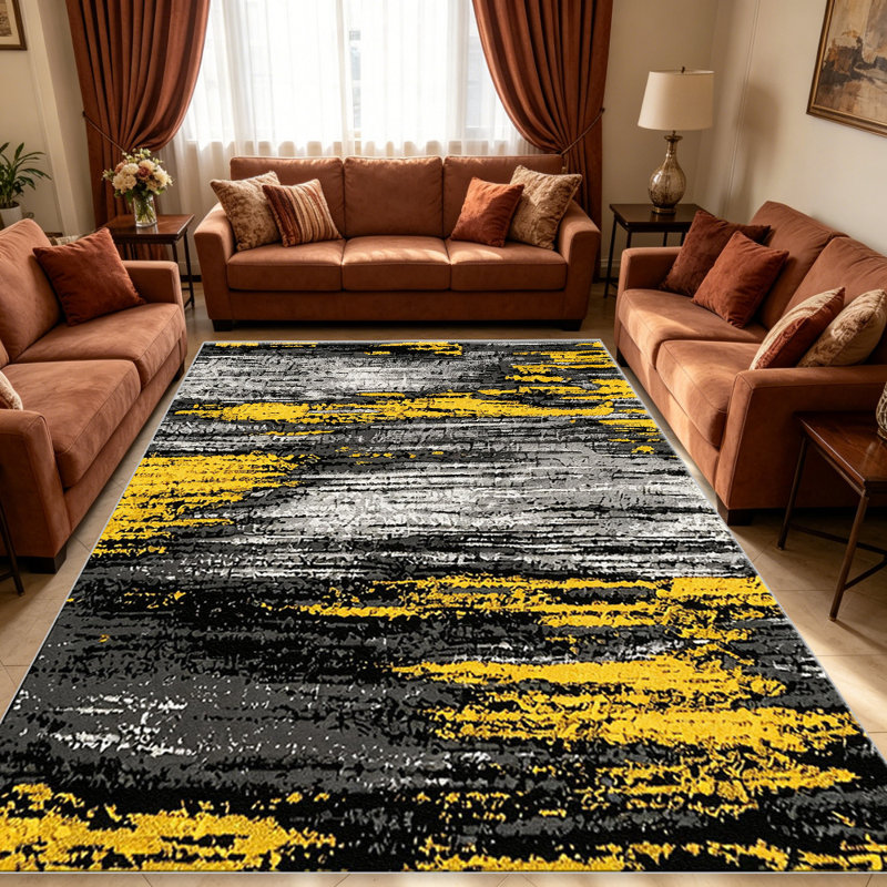 Yellow Streak carpet-easy to clean, machine-washable, soft and comfortable; suitable for door mats, kitchens, living rooms, bedrooms, corridors, and laundry areas. Easy to clean, durable carpet for home decoration.