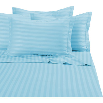 Ensemble de literie à rayures damassées 6 pièces Elegant Comfort, microfibre 1500 fils, infroissable