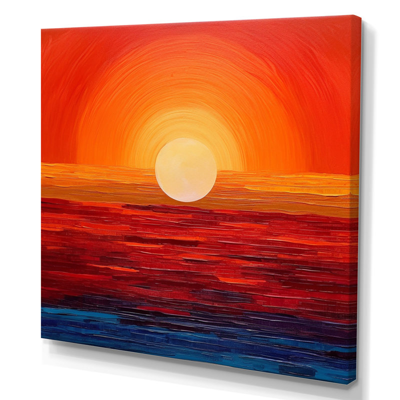 Orange jaune doré, coucher de soleil III, art mural coucher de soleil, H 36 po x l 36 po x P 1,5 po, Toile tendue