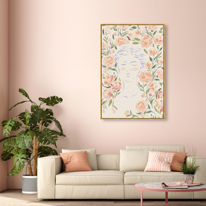 Artemis And Flowers Print by Oliver Gal, 55"H x 37"W, Gold Floater Frame
