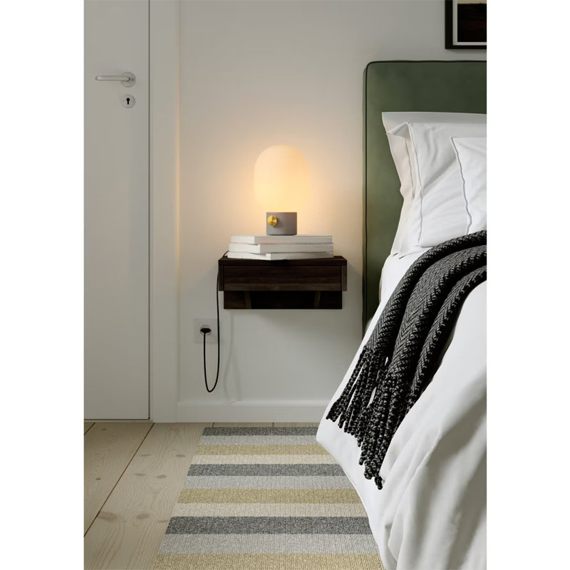 Shroyer 1 - Small Floating Dark Beech Nightstand with Drawer | Solid Wood, Elegant Bedside Table