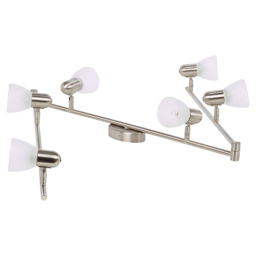 Urbnliving Warm White 6-Arm Modern Ceiling Spot Light Fixture – Satin Nickel Finish With Bulbs Included – Adjustable Contemporary Lighting For Living Room, Bedroom, Or Office - Image 3