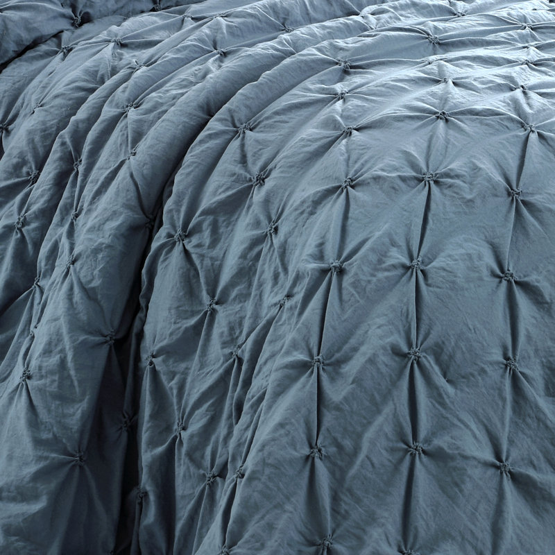 Ravello Microfiber Comforter Set, Full Comforter+2 Standard Shams+ 2 Throw Pillows, Stormy Blue