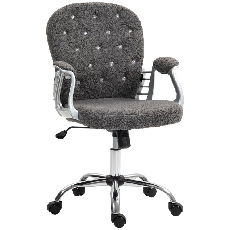 Vinsetto Teddy Fleece Home Office Chair, Dark Green, Teddy