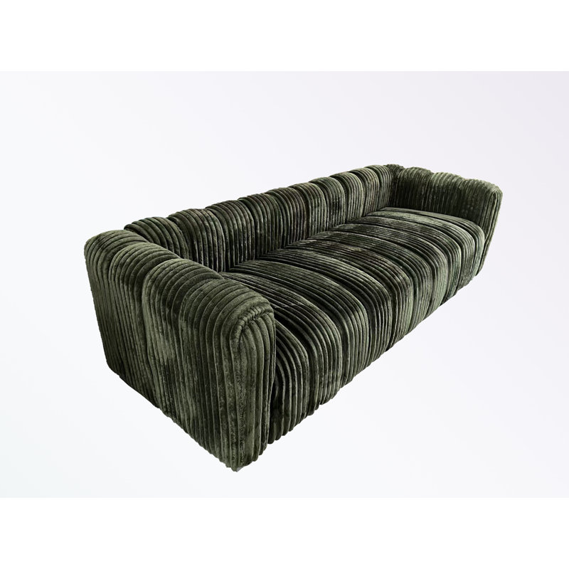 corduroy sofa with pillows and sturdy legs, Green