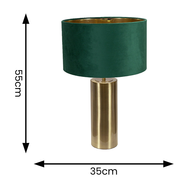 Aidana Metal Table Lamp, Gold Base/Green/Gold Shade, No