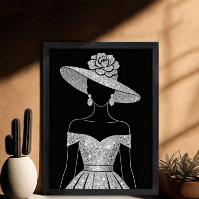Reproduction d'art encadré noir, déesse de diamant rétro