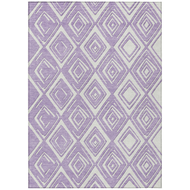 Tapis intérieur lavable à motif géométrique ivoire 5 pi x 8 pi