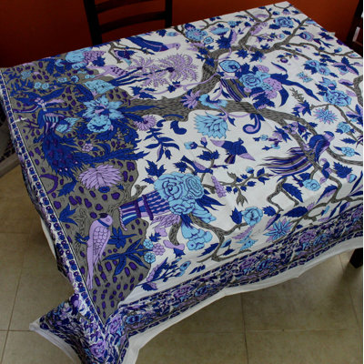 Floral Tree of Life 100% Cotton Square Tablecloth