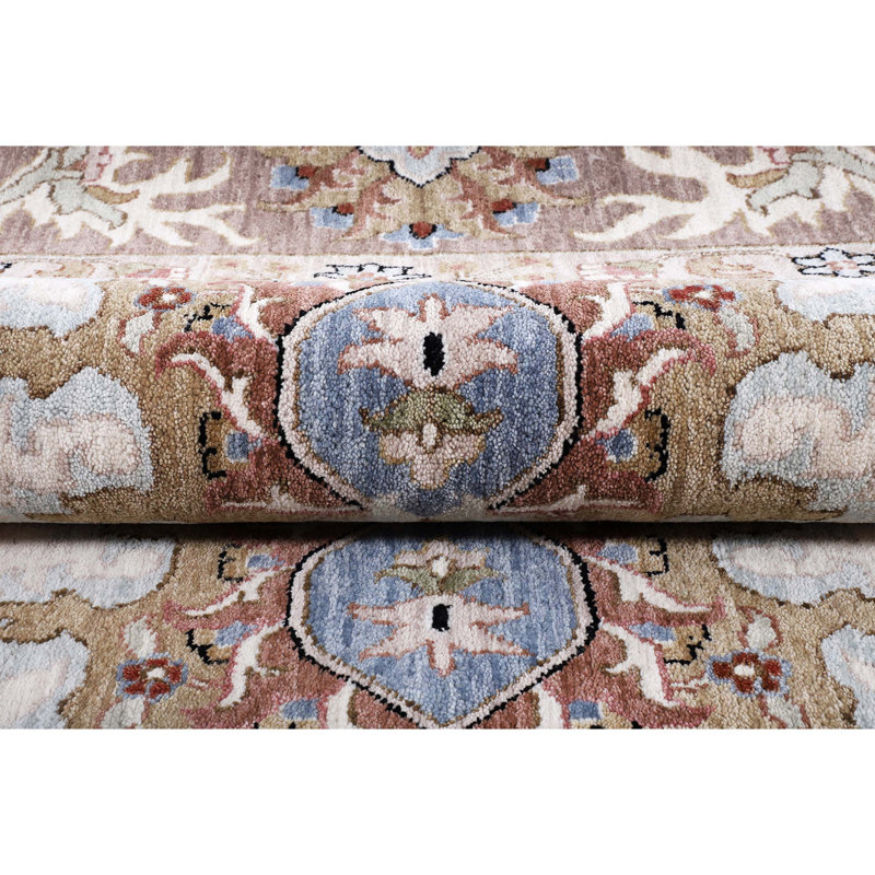 Tapis ivoire et sable noué à la main de haute qualité, Rectangle de 10 pi x 14 pi